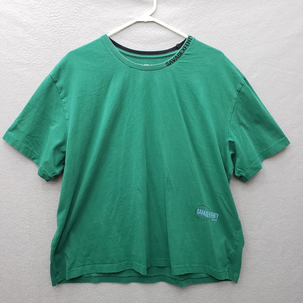 Savage X Fenty Logo Graphic Tee Kelly Greeen Sporty Loungewear Streetwear XL